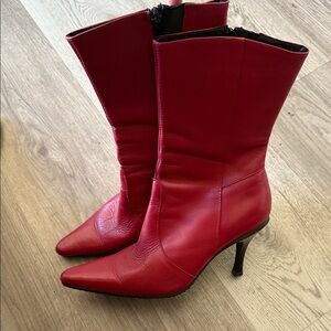 Elegant Red Heeled Boots for Women